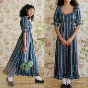 Christy Dawn The Meadow Dress Indigo Zinnia Stripe Maxi - Size XS